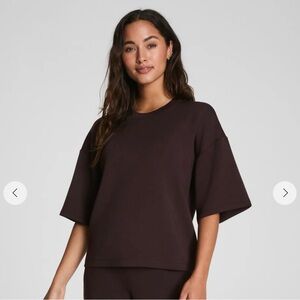 Spanx Air Essentials Truffle Brown Boxy Tee Short Sleeve Top NWT